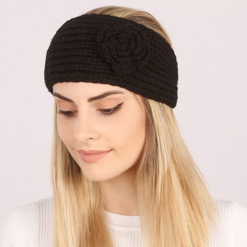 

Button Detail Knit Hair Band, Black