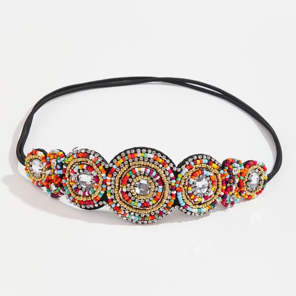 

Rhinestone & Bead Decor Hair Band, Multicolor