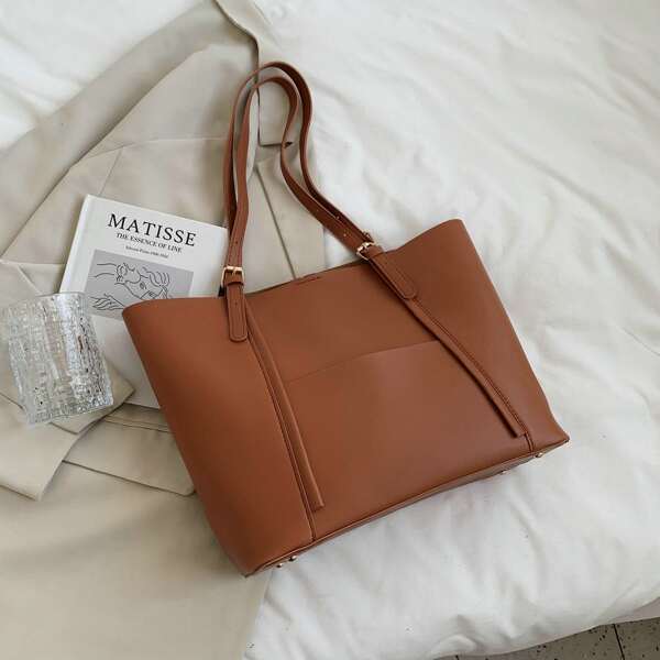 

Minimalist Large Capacity Shoulder Tote Bag, Brown