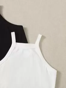 SHEIN EZwear 2 piezas Top de tirantes unicolor - Blanco y Negro - Ver 6