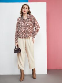 SHEIN Frenchy Plus Allover Print Flap Pocket Shirt - Multicolor - View 1