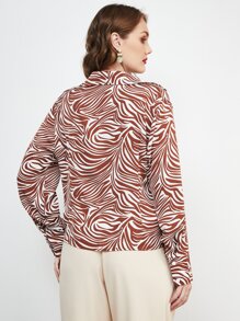 SHEIN Frenchy Plus Allover Print Flap Pocket Shirt - Multicolor - View 2