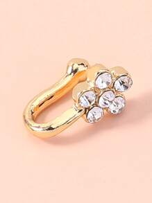 Nooxian Rhinestone Fake Nose Ring - Yellow Gold - View 2