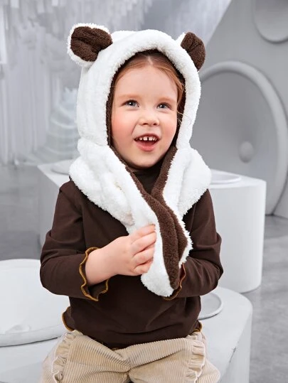 SHEIN 小女童小高領木耳邊T恤