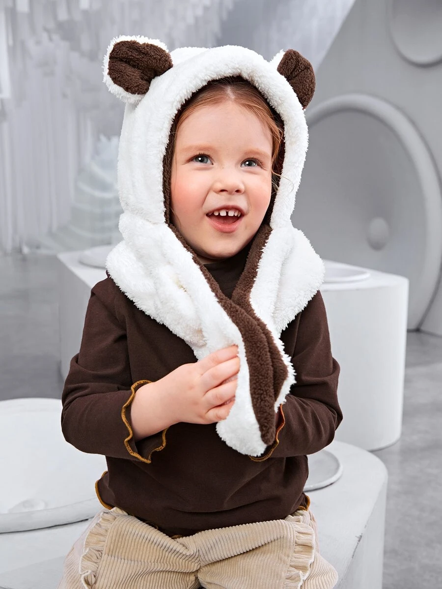 SHEIN 小女童小高領木耳邊T恤 - 巧克力棕 - 查看 1