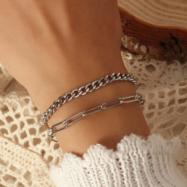 

Simple Layered Bracelet, Silver