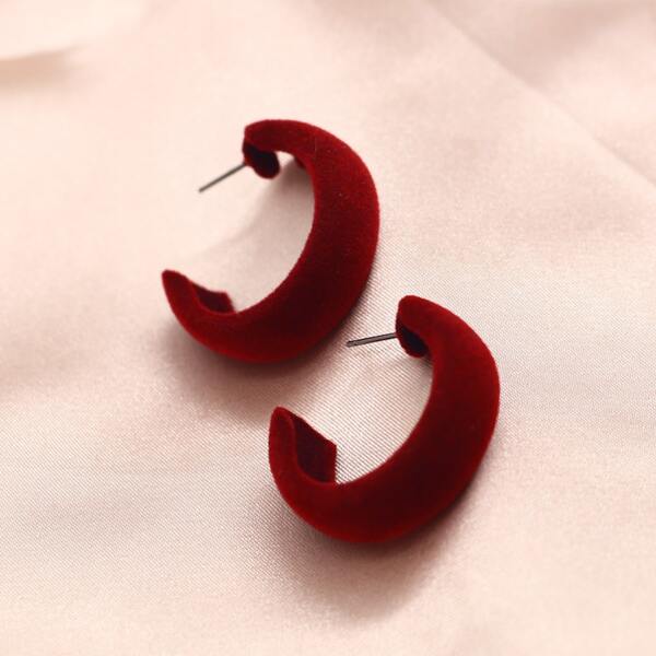 

Cuff Hoop Earrings, Red