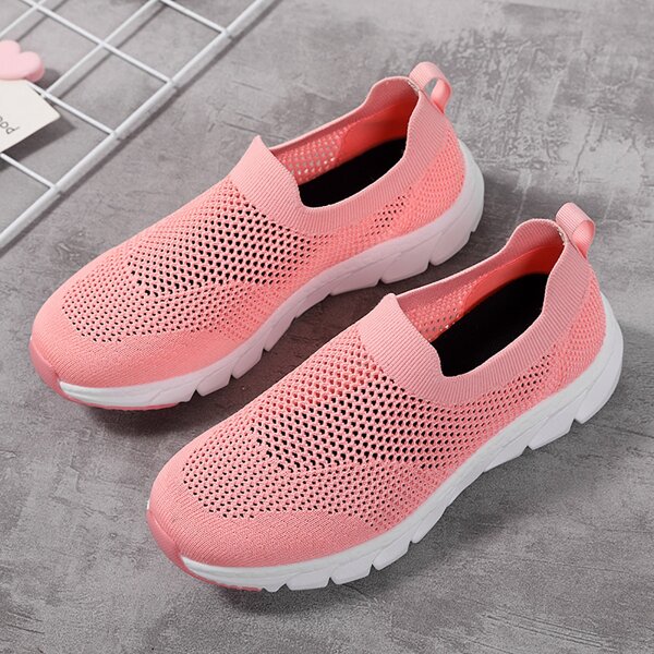 

Minimalist Knit Slip On Sneakers, Pink