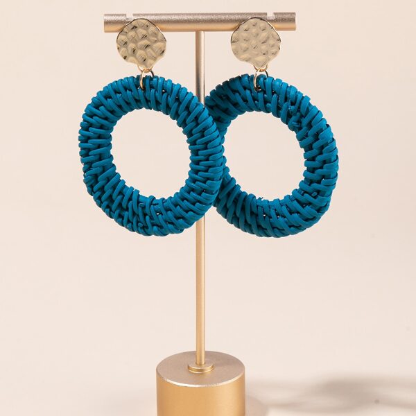 

Round Drop Earrings, Blue