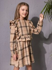 SHEIN Plissado Zíper Manta Formal Vestido - Menina
