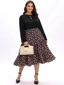 Plus Contrast Lace Drop Shoulder Blouse