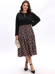 Plus Contrast Lace Drop Shoulder Blouse