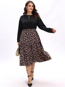 Plus Contrast Lace Drop Shoulder Blouse