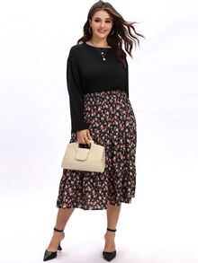 Plus Contrast Lace Drop Shoulder Blouse