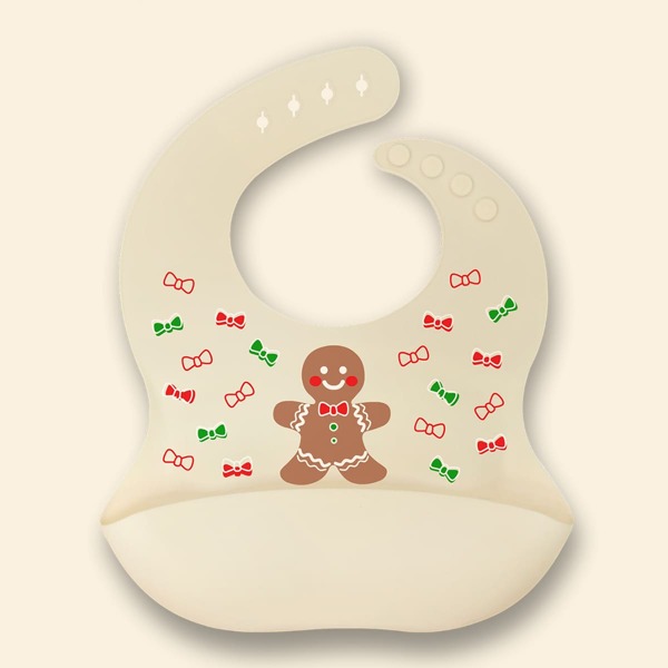 

Baby Christmas Gingerbread Man Pattern Bib, Beige