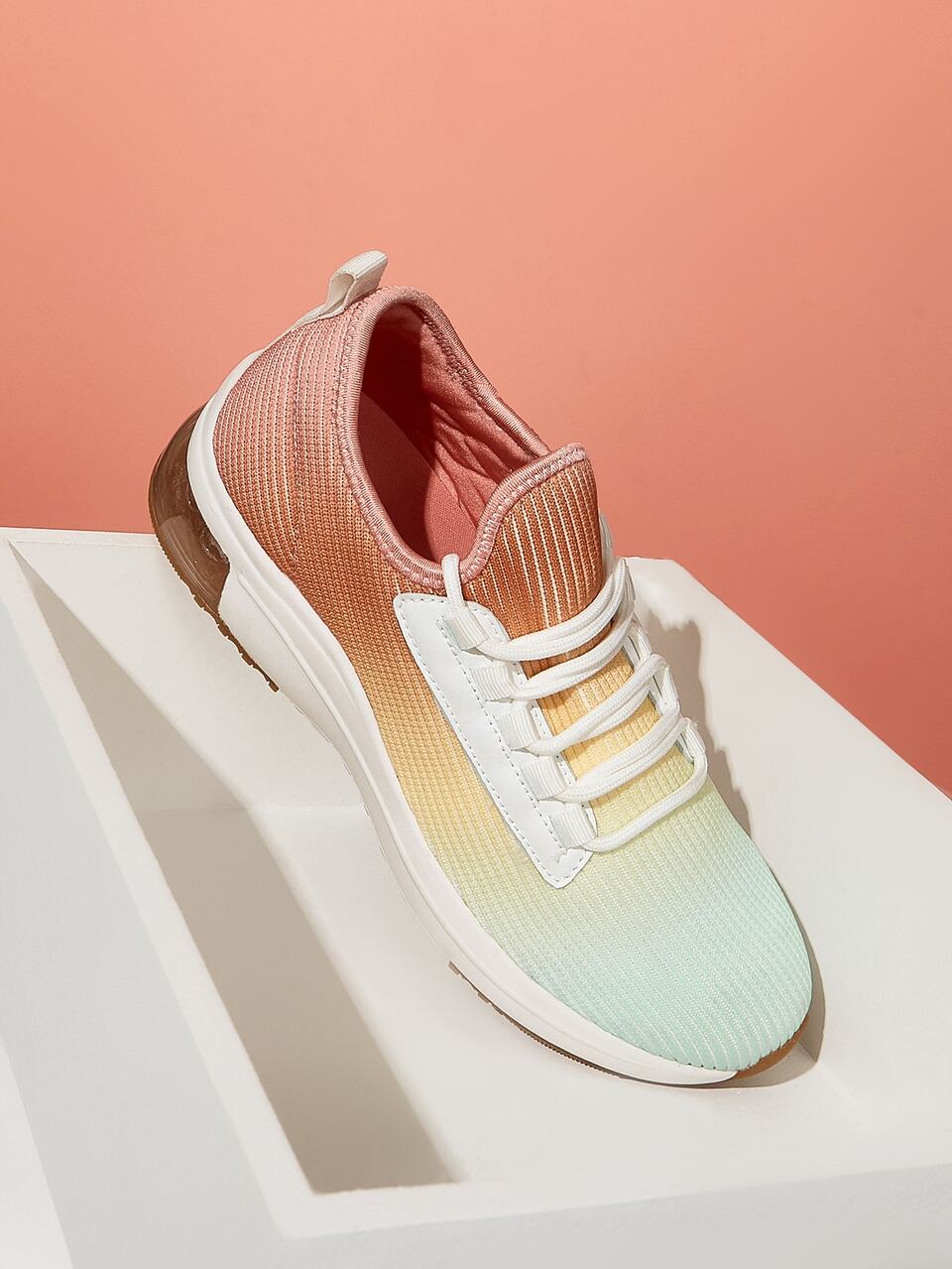 Ombre Lace Up Decor Knit Running Shoes Sports Shoes Casual Shoes Tainers
