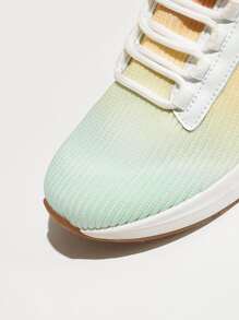 Ombre Lace Up Decor Knit Running Shoes Sports Shoes Casual Shoes Tainers - Multicolor - View 4