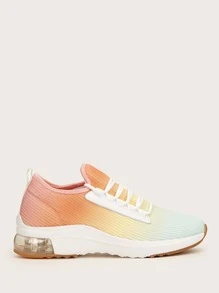 Ombre Lace Up Decor Knit Running Shoes Sports Shoes Casual Shoes Tainers - Multicolor - View 3