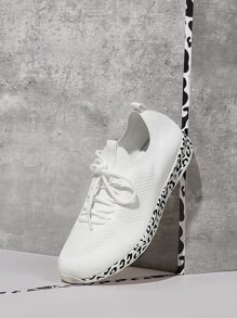 Cuccoo Breathable Lace-up Front Sneakers - White - View 7