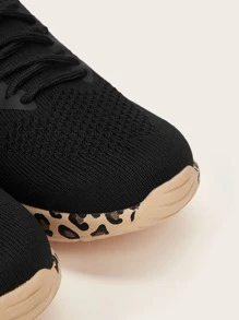 Breathable Lace-Up Front Sneakers Sports Shoes Casual Shoes Trainers - Black - View 4