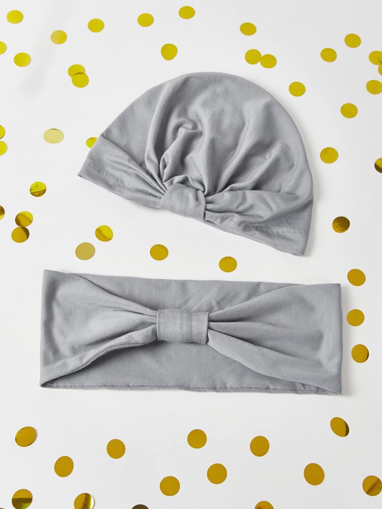 Parent Baby Bow Knot Decor Hat & Headband