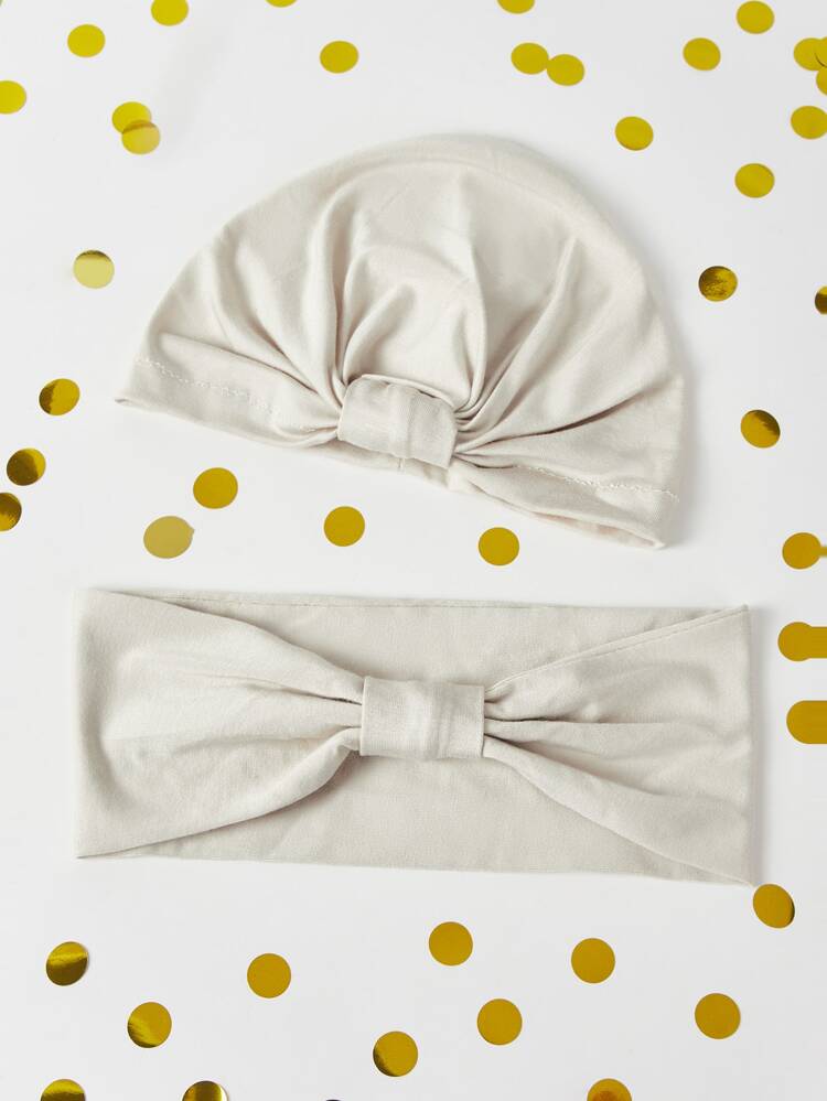 Parent Baby Bow Knot Decor Hat & Headband