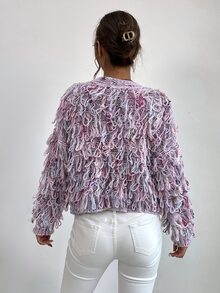 Open Front Loop Knit Cardigan - Multicolor - View 2