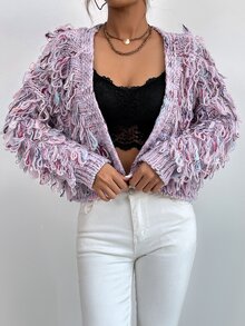 Open Front Loop Knit Cardigan - Multicolor - View 3
