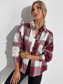 SHEIN LUNE 格紋翻蓋口袋襯衫 - 彩色 - 查看 4
