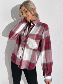 SHEIN LUNE 格紋翻蓋口袋襯衫 - 彩色 - 查看 5