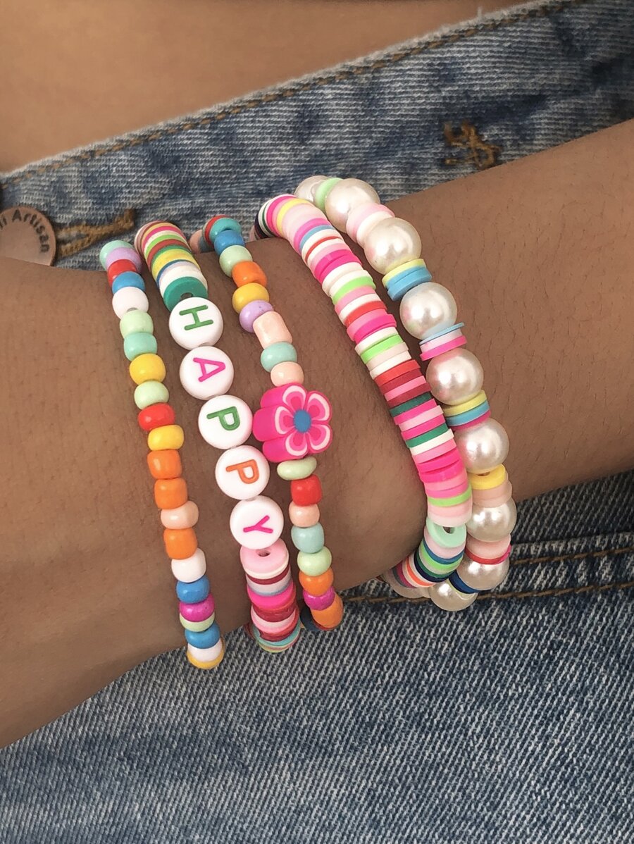 5 pcs gelang manik-manik - MultiWarna - View 1