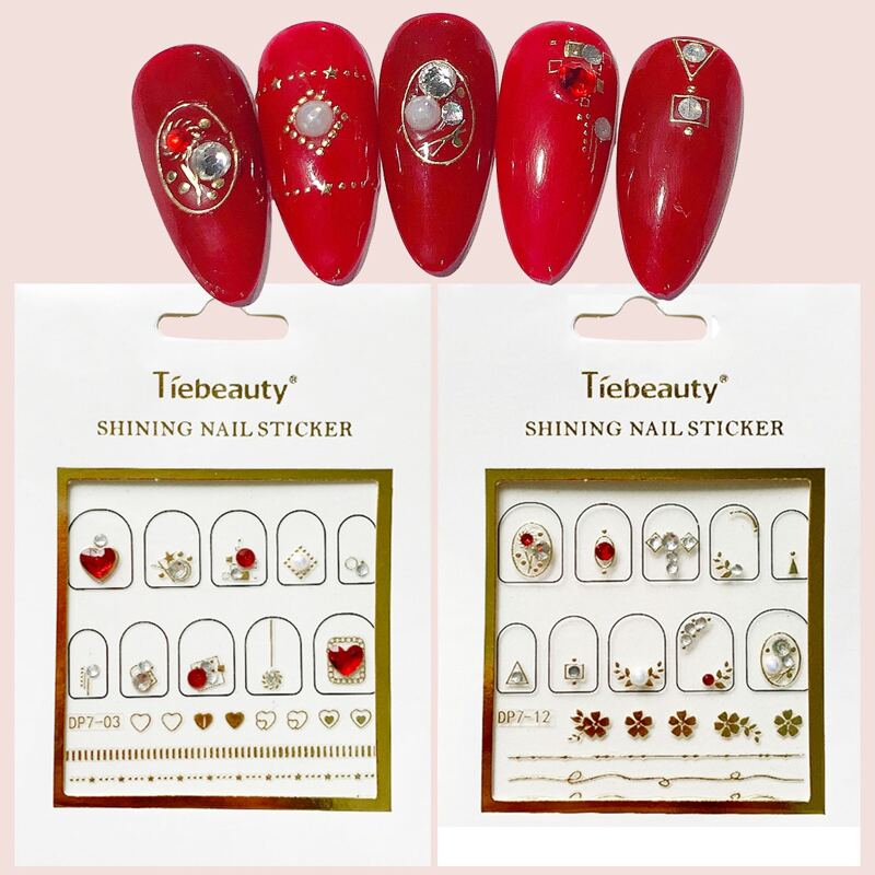 

2sheets Rhinestone Decor Nail Art Sticker, Multicolor