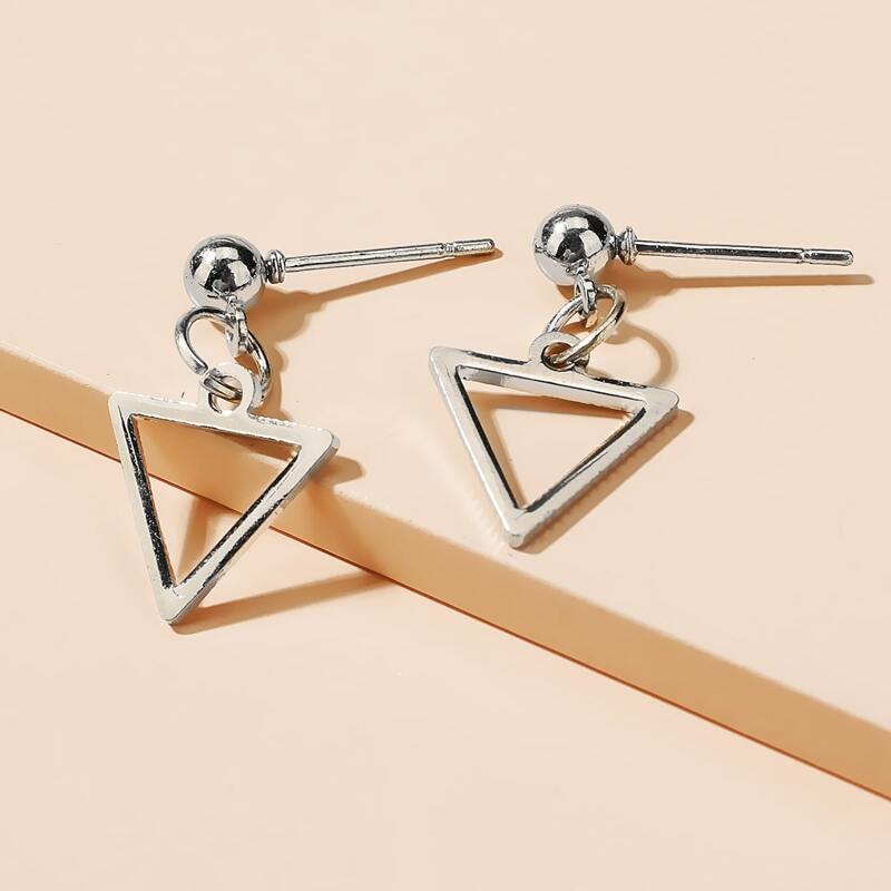 

Geo Drop Earrings, Silver
