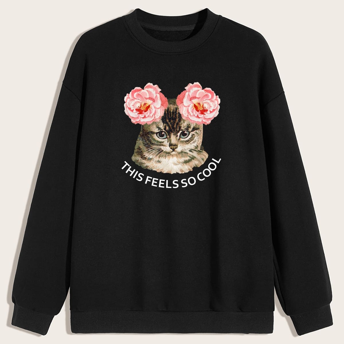 

Guys Letter Cat Graphic Sweatshirt, Black