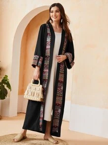 Al Najma Abaya géométrique ruban - Noir - Voir 1