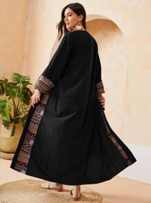 Al Najma Abaya géométrique ruban - Noir - Voir 2