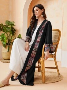 Al Najma Abaya géométrique ruban - Noir - Voir 3