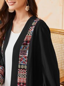 Al Najma Abaya géométrique ruban - Noir - Voir 4