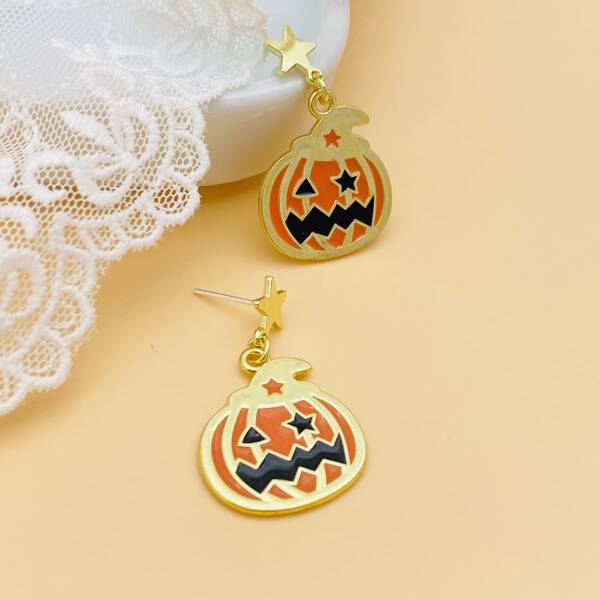 

Halloween Pumpkin Drop Earrings, Orange