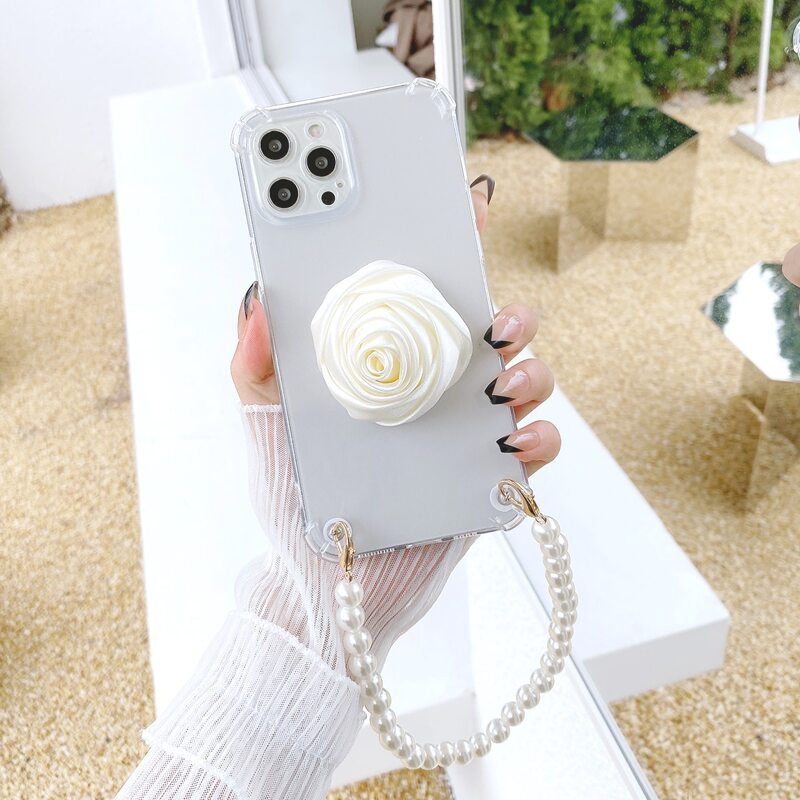 

3D Flower Decor Phone Case, White