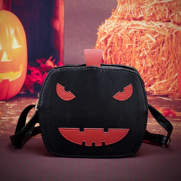 

Halloween Kids Pumpkin Design Crossbody Bag, Black