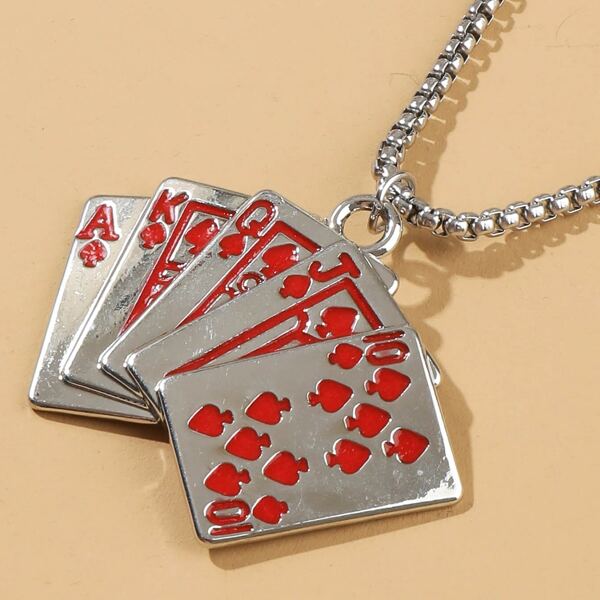 

Playing Card Charm Necklace, Red