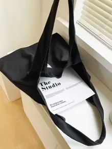 休闲其他印花卡通贴布帆布购物袋，适合女性、新秀和白领人士，适合教师礼物，适合女士，适合女性大容量，适合商务/通勤/工作/办公室，适合节日/度假/假日书包，大容量，经典休闲，可折叠，便携，适合青少年女孩女大学生，非常适合返校、购物、中学、高中、大学、开学第一天 - 黑色 - 查看 8