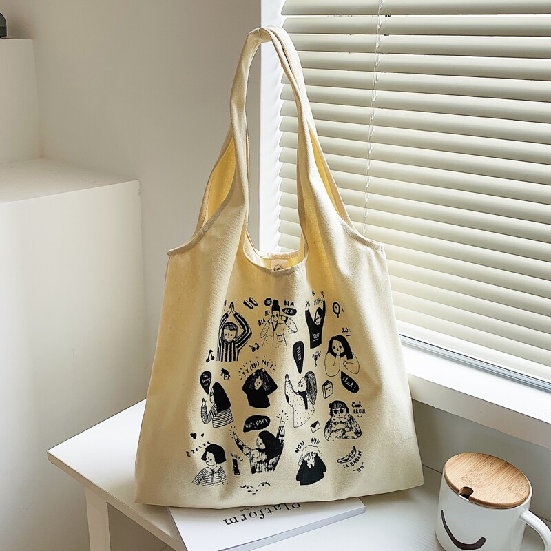 

Figure Graphic Tote Bag, Beige