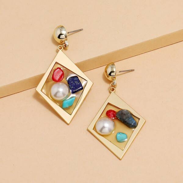 

Geometric Drop Earrings, Multicolor