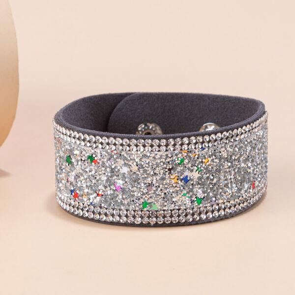 

Rhinestone Decor Bracelet, Silver