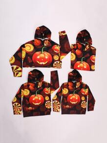 Girls 1pc Halloween Print Long Sleeve Sweatshirt - Multicolor - View 1
