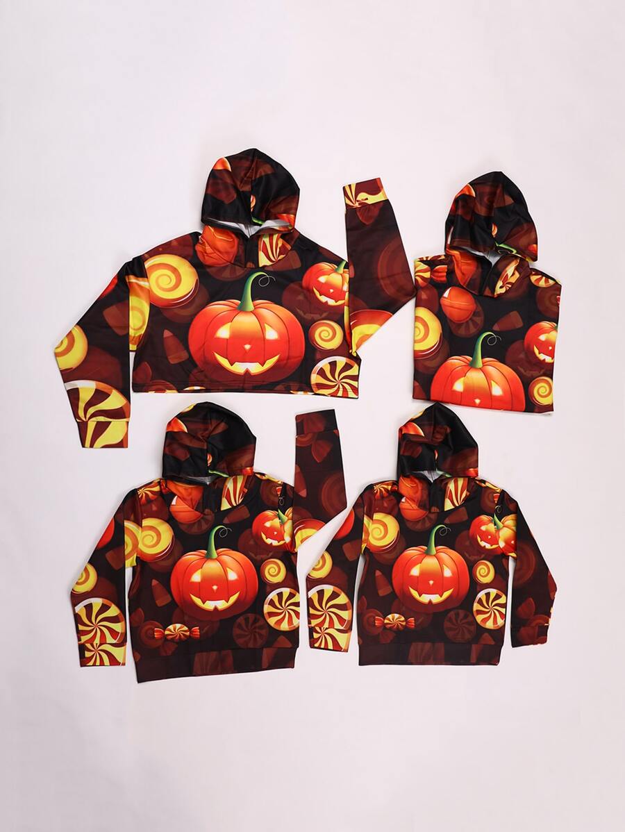 Girls 1pc Halloween Print Long Sleeve Sweatshirt - Multicolor - View 1
