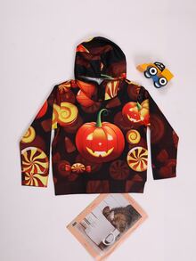 Girls 1pc Halloween Print Long Sleeve Sweatshirt - Multicolor - View 4