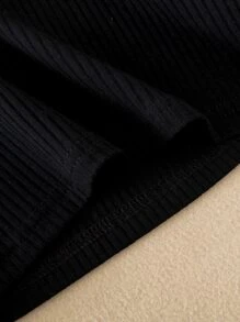 SHEIN Camiseta con ribete de volantes para niña joven - Negro - Ver 3